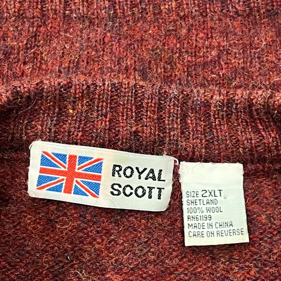 Royal Scott Wool Cable Front V-neck Sweater Vest, Vtg, Burgundy, 2X - Picture 3 of 7